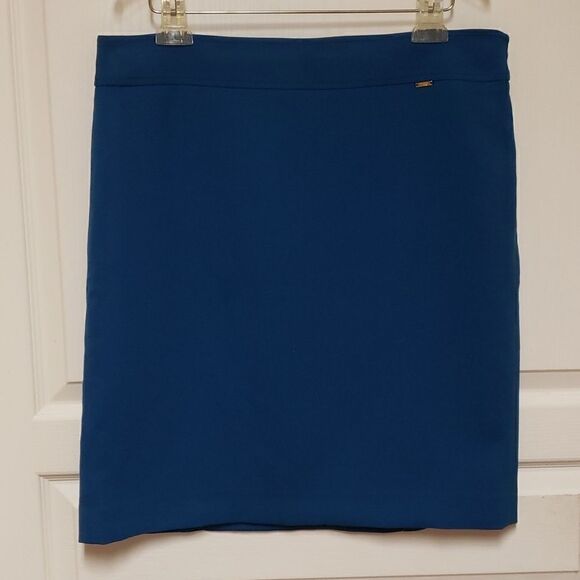 TAHARI BLUE FLAT BACK SLIP SKIRT sz 12 - Picture 3 of 9